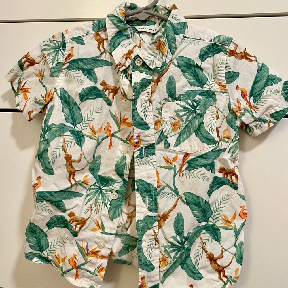 Janie and Jack Safari Print Button Down Shirt, 2T